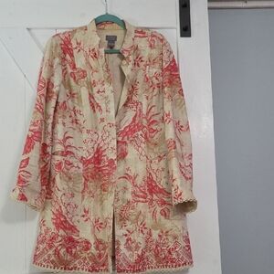 Sigrid Olsen Cream and Coral Jacket dustet